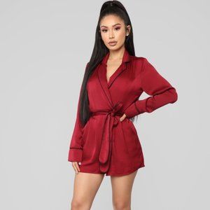 Red FashionNova Red Silky Romper